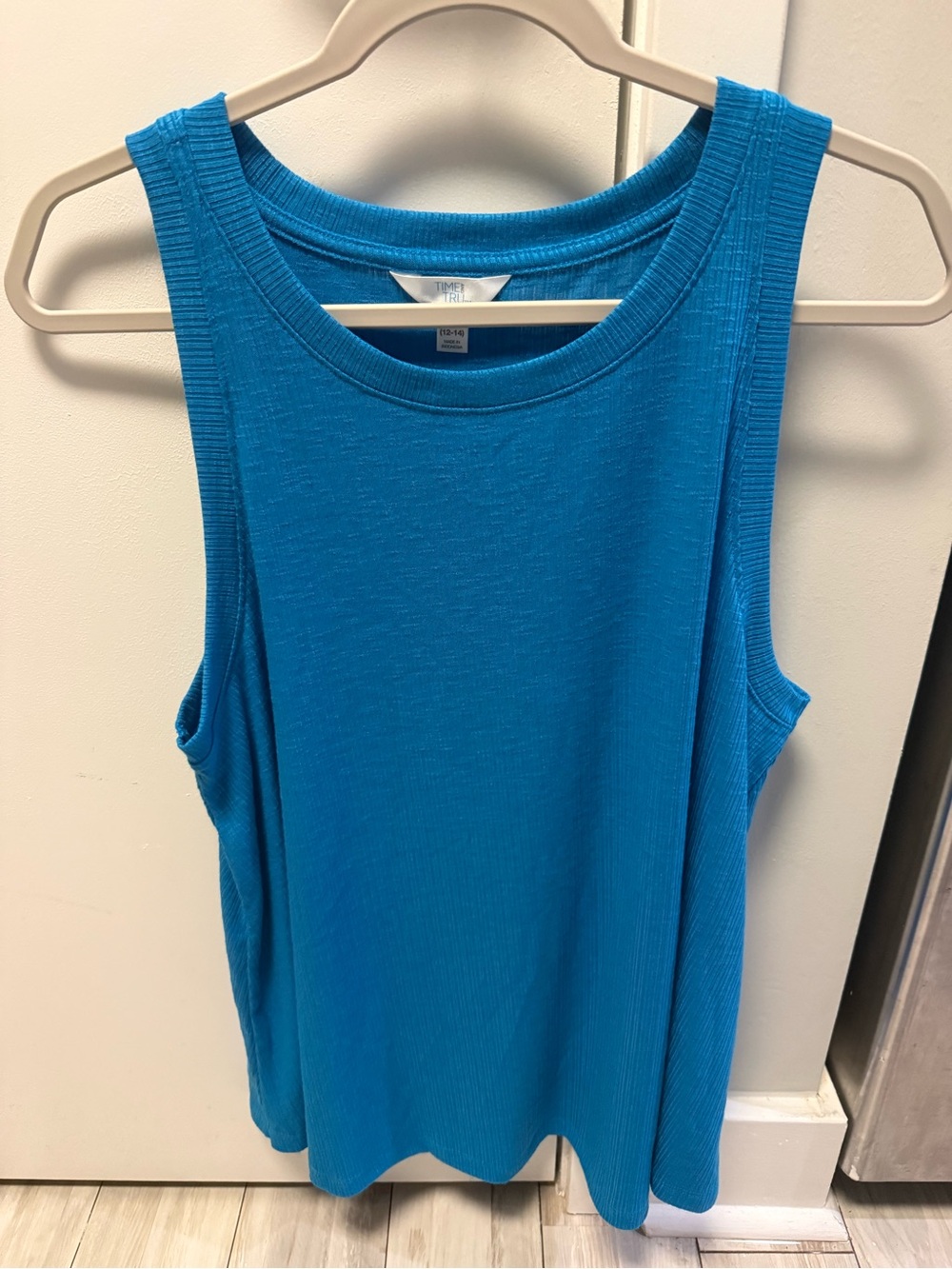 Time and Tru Bright Blue Ribbed Tank Top